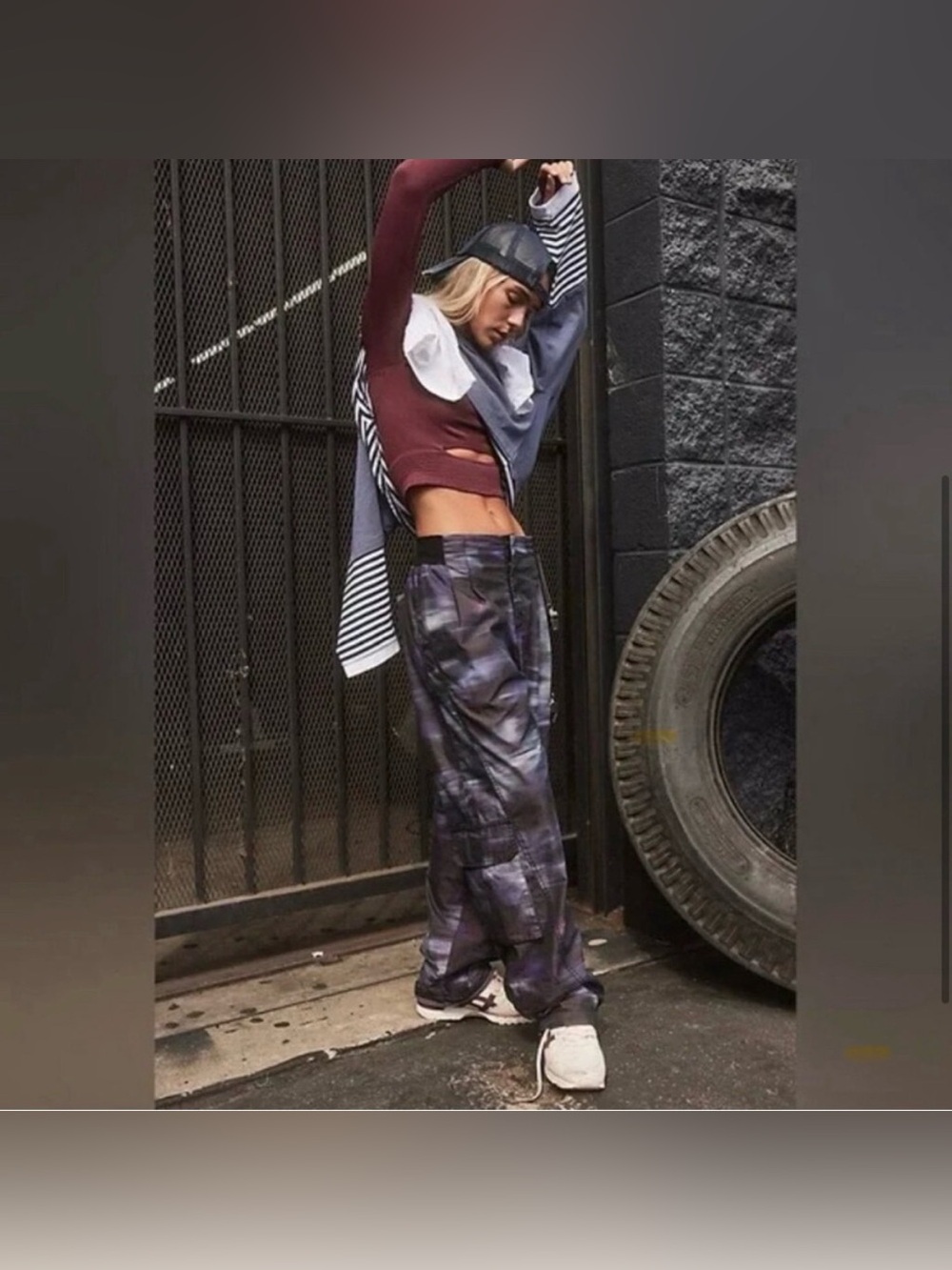 NWT Free People Movement Womens Pants Mesmerize Me Printed Purple Combo Size M
